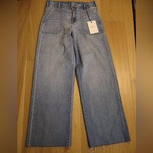 VICI Los Angeles Wide Leg Jeans Raw Hem Light Wash